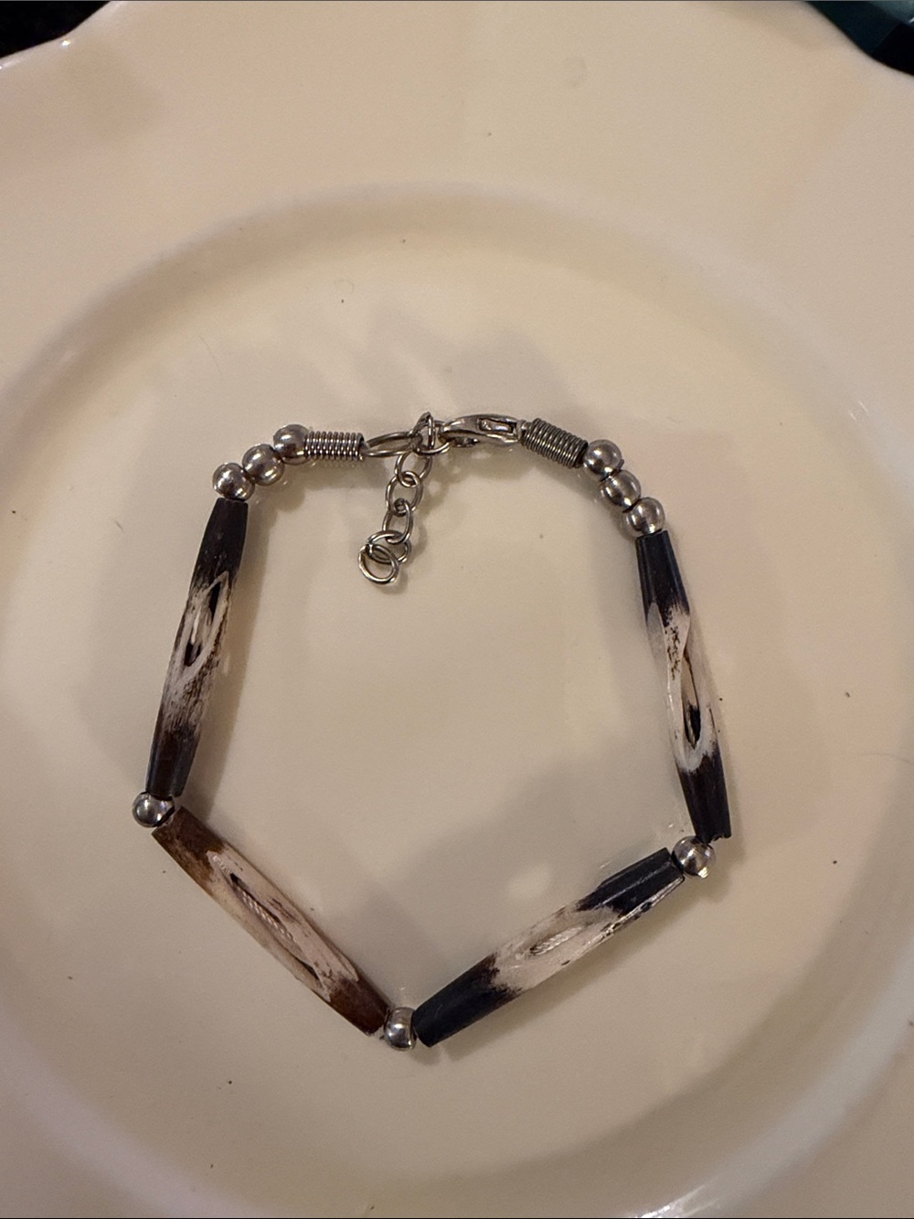 Source Unknown Black and Brown Bead Stretch Bracelet